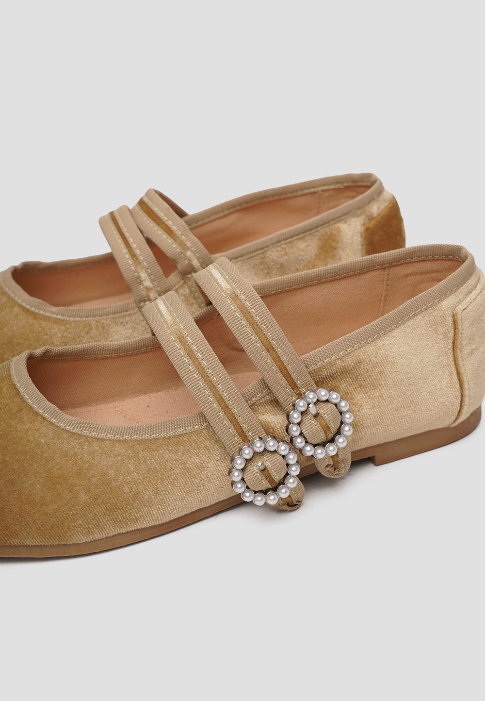 MARY JANE DOUBLE STRAP VELVET VANILLA