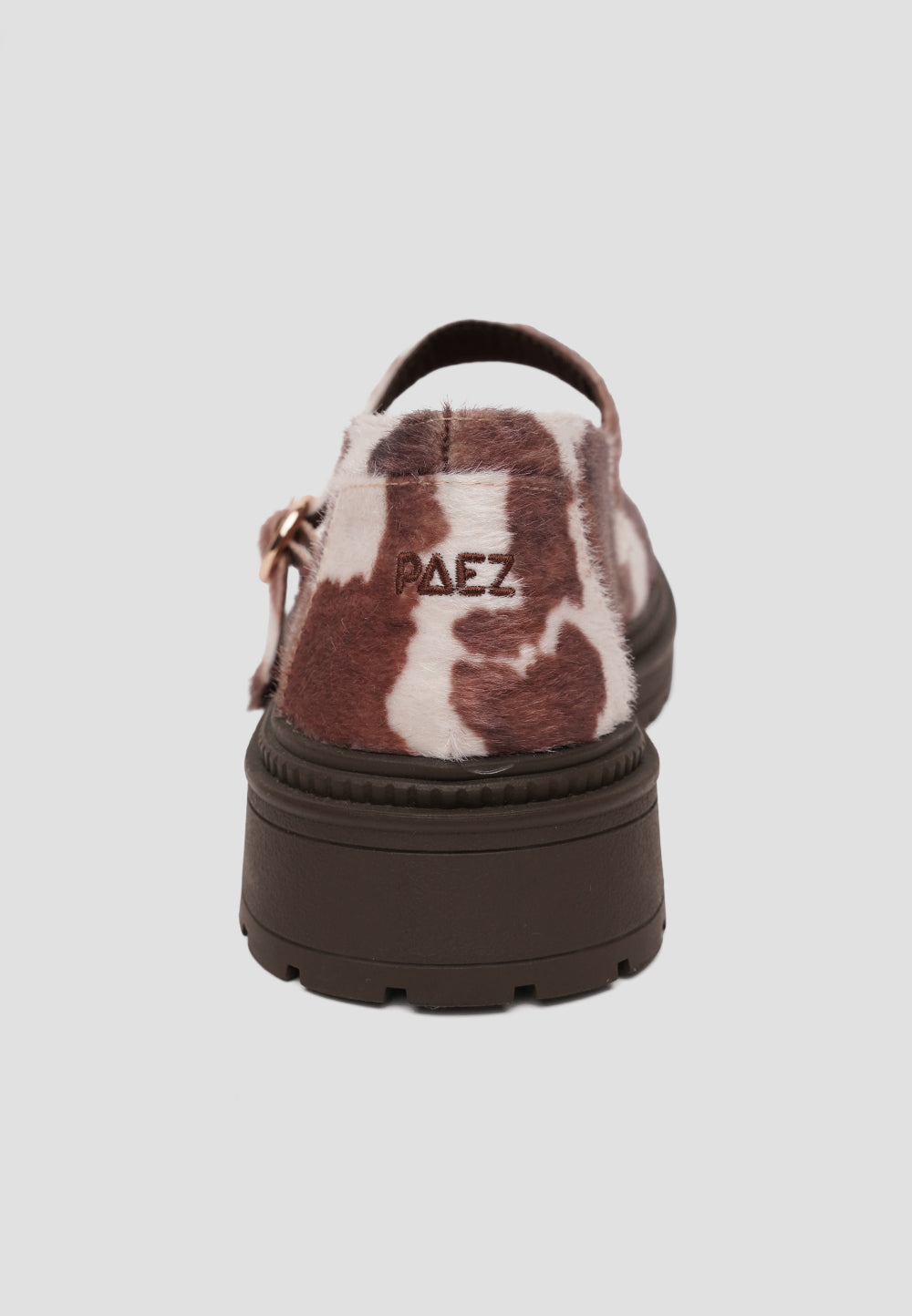 PLATFORM GUM MARY JANE FUR COW BROWN