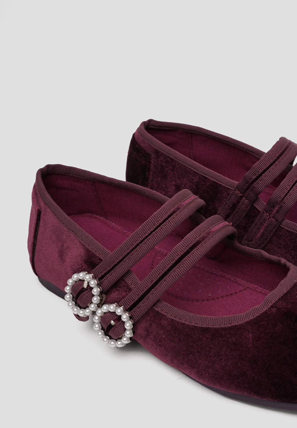 MARY JANE DOUBLE STRAP VELVET CHERRY