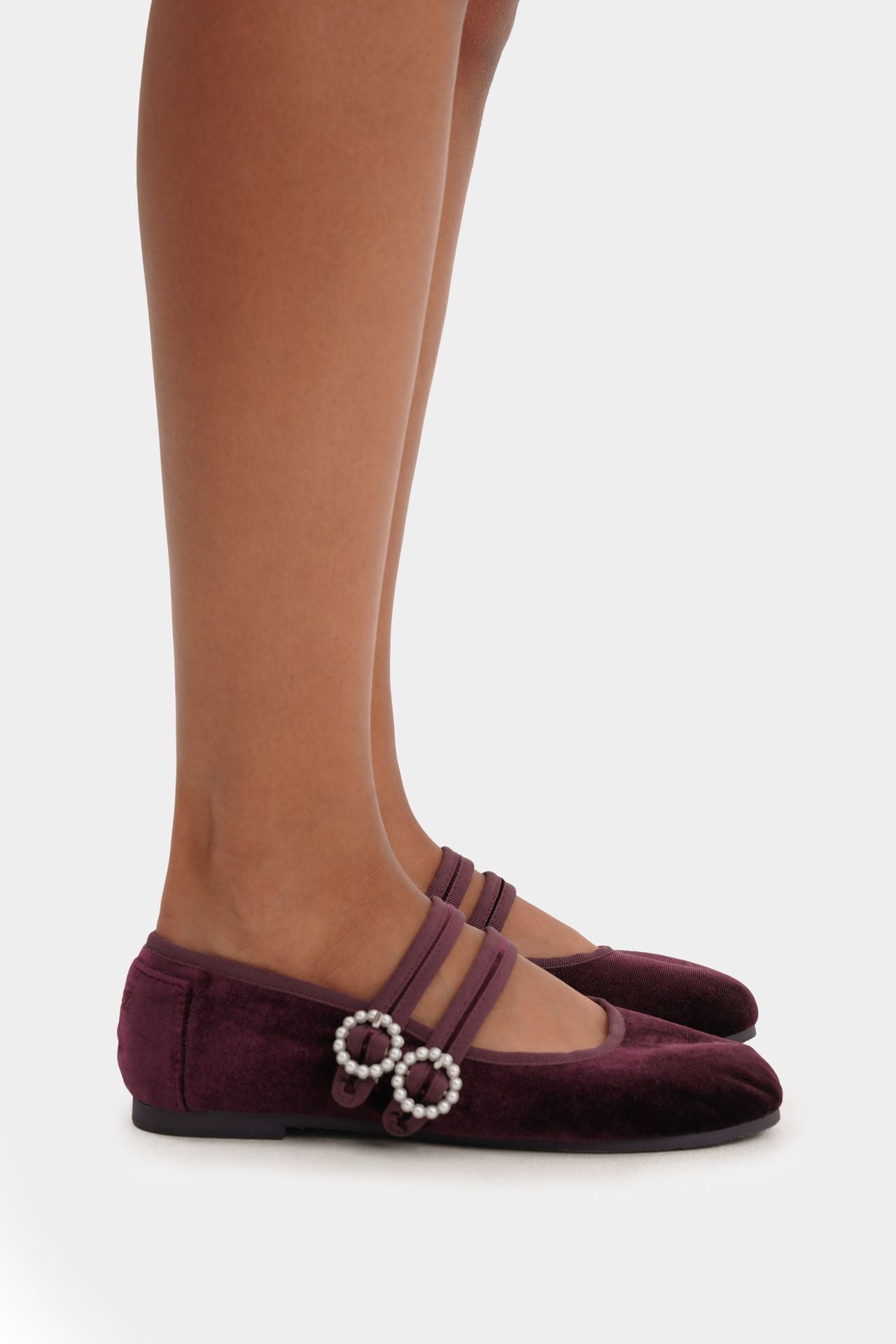 MARY JANE DOUBLE STRAP VELVET CHERRY