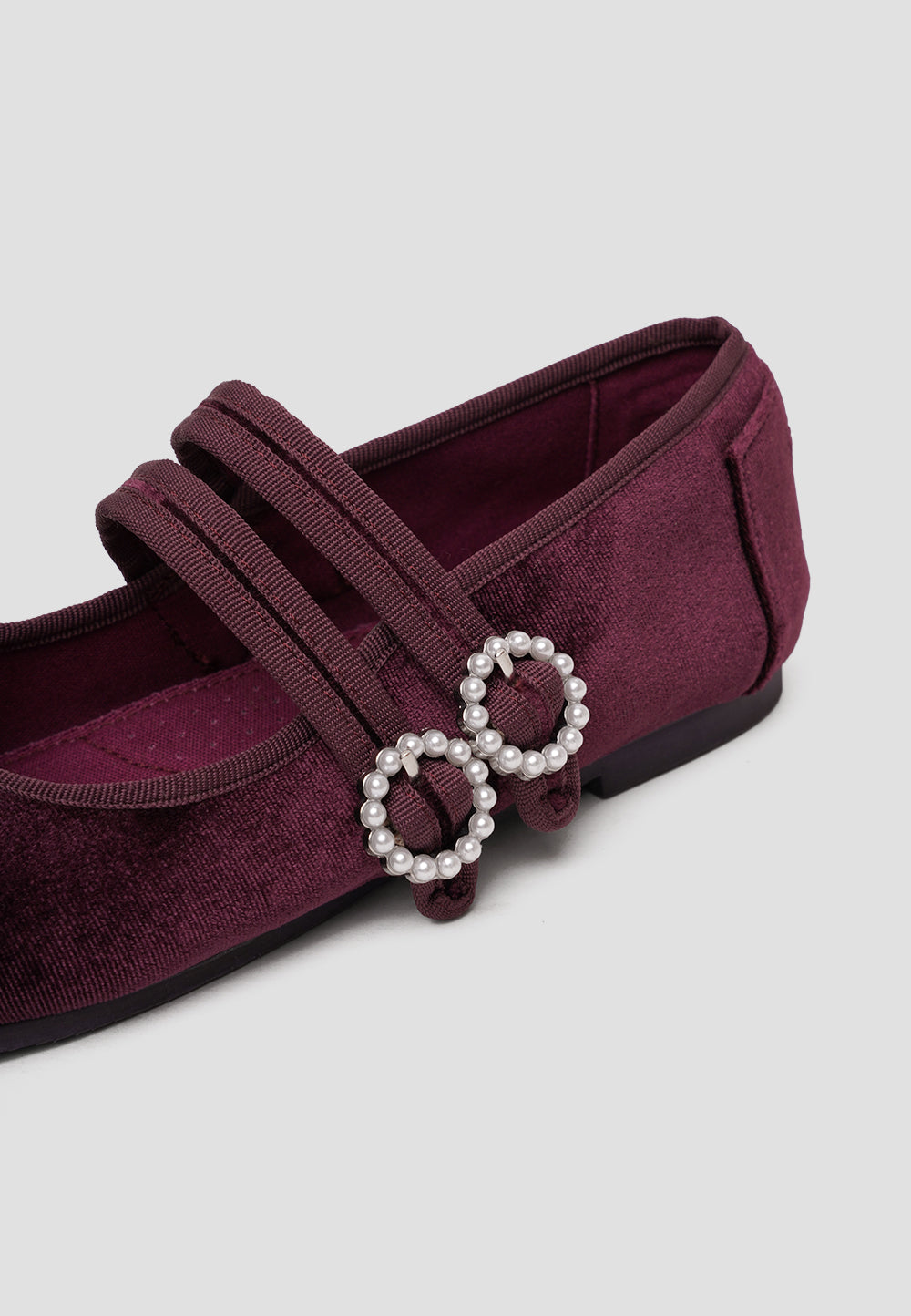 MARY JANE DOUBLE STRAP VELVET CHERRY