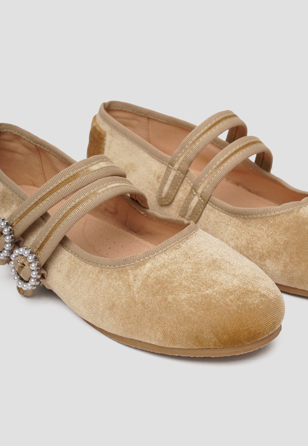 MARY JANE DOUBLE STRAP VELVET VANILLA