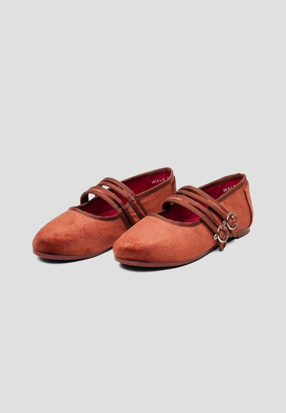 MARY JANE DOUBLE STRAP VELVET BROWN