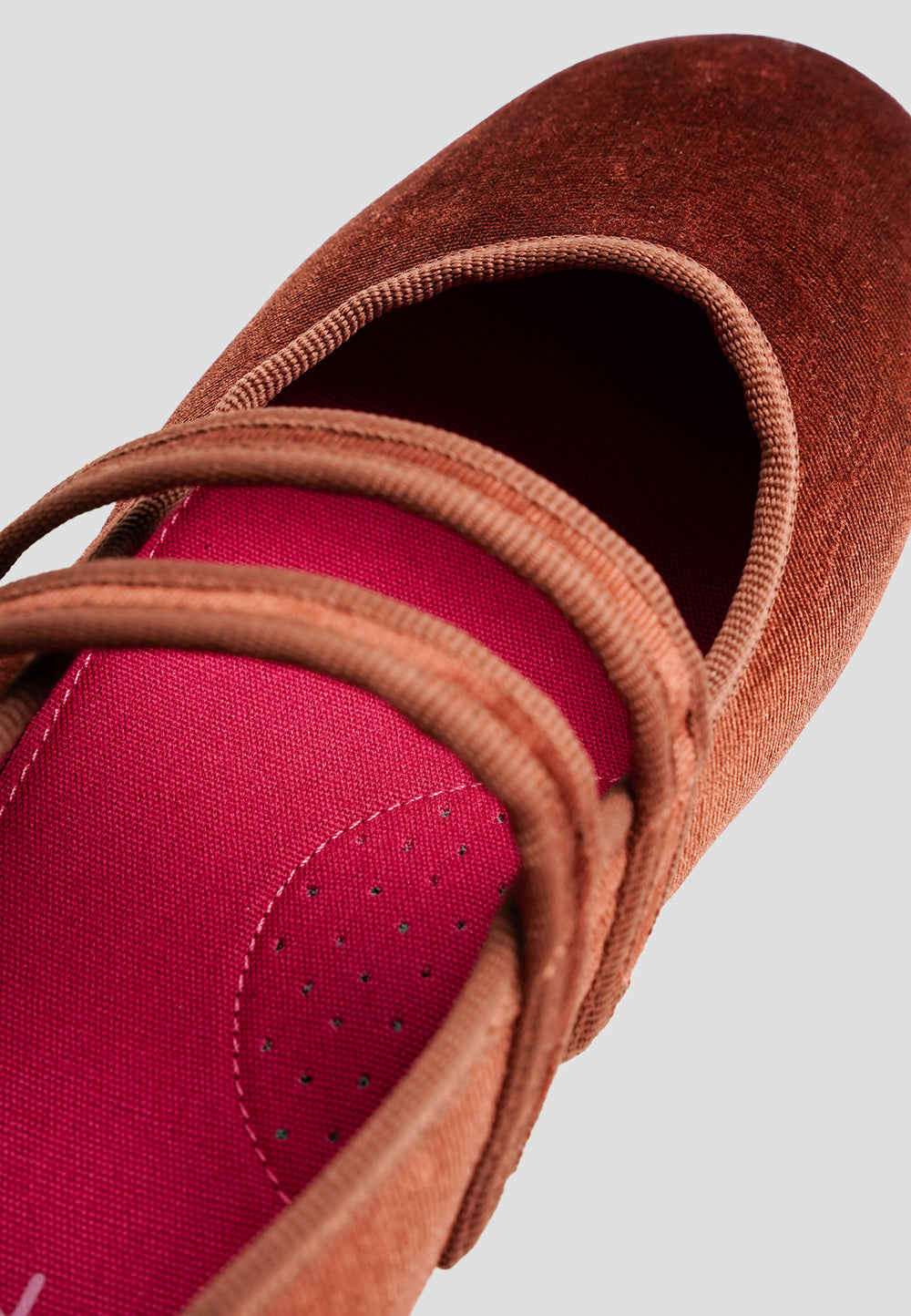 MARY JANE DOUBLE STRAP VELVET BROWN