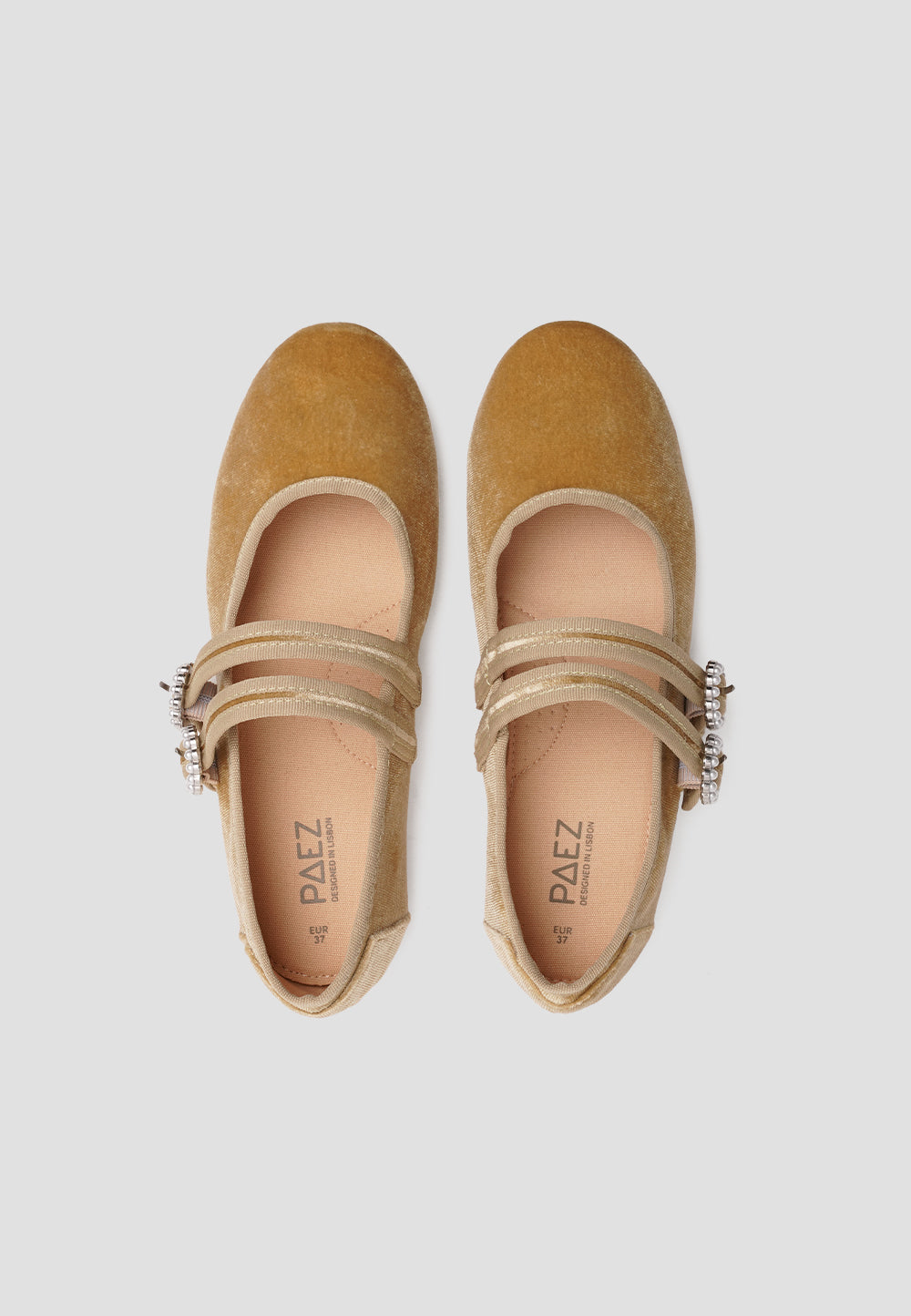 MARY JANE DOUBLE STRAP VELVET VANILLA