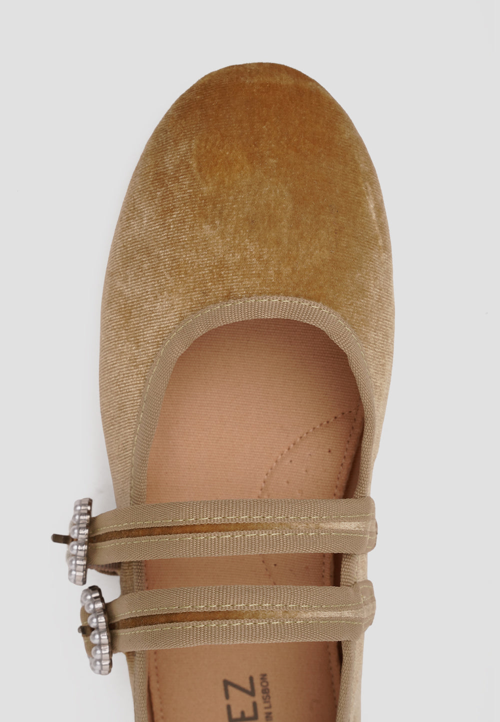 MARY JANE DOUBLE STRAP VELVET VANILLA