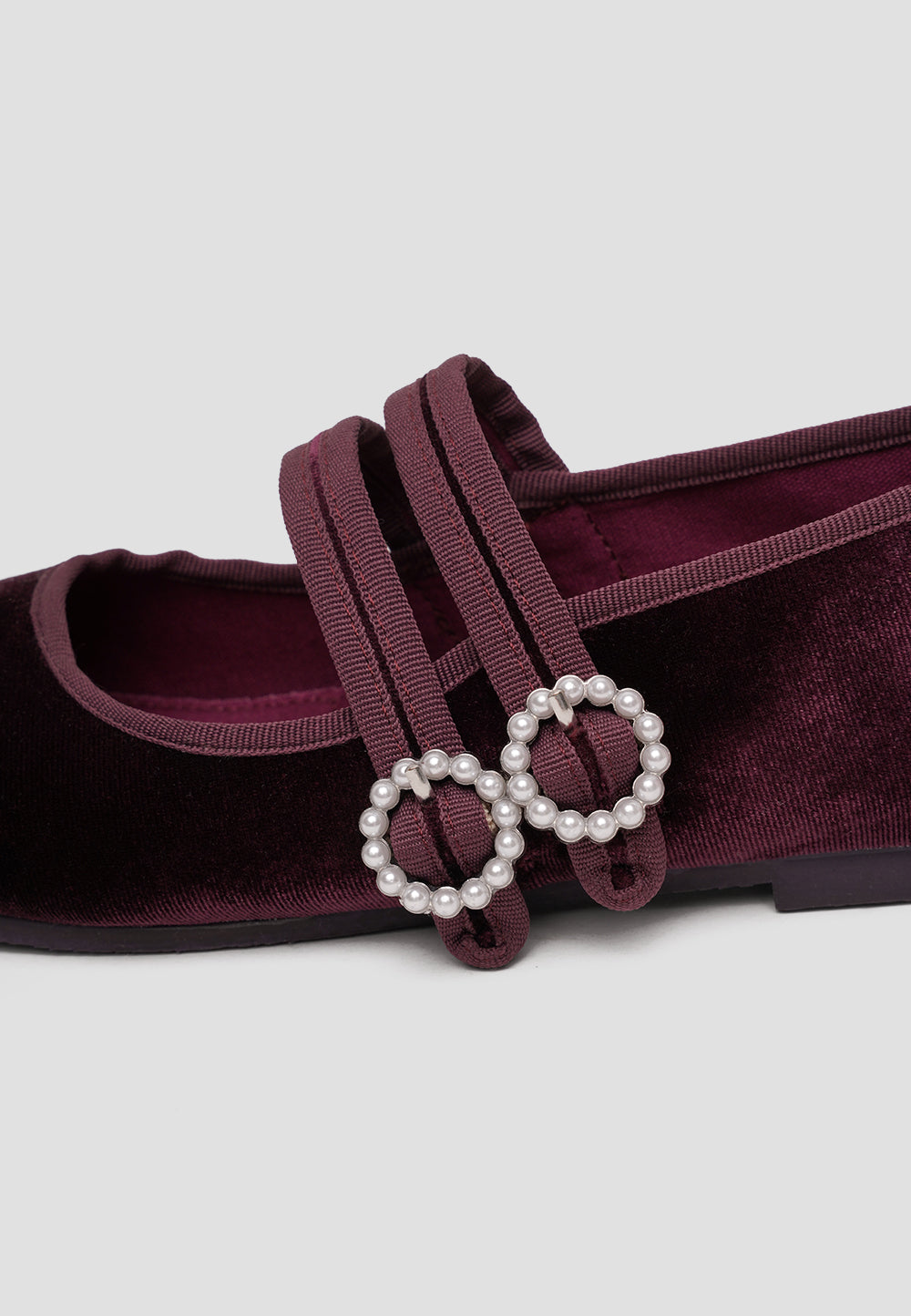 MARY JANE DOUBLE STRAP VELVET CHERRY