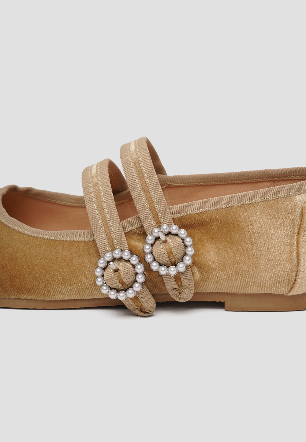 MARY JANE DOUBLE STRAP VELVET VANILLA