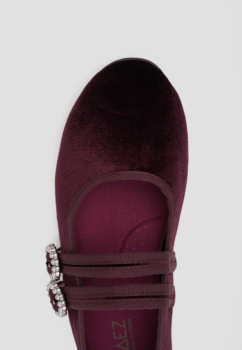 MARY JANE DOUBLE STRAP VELVET CHERRY