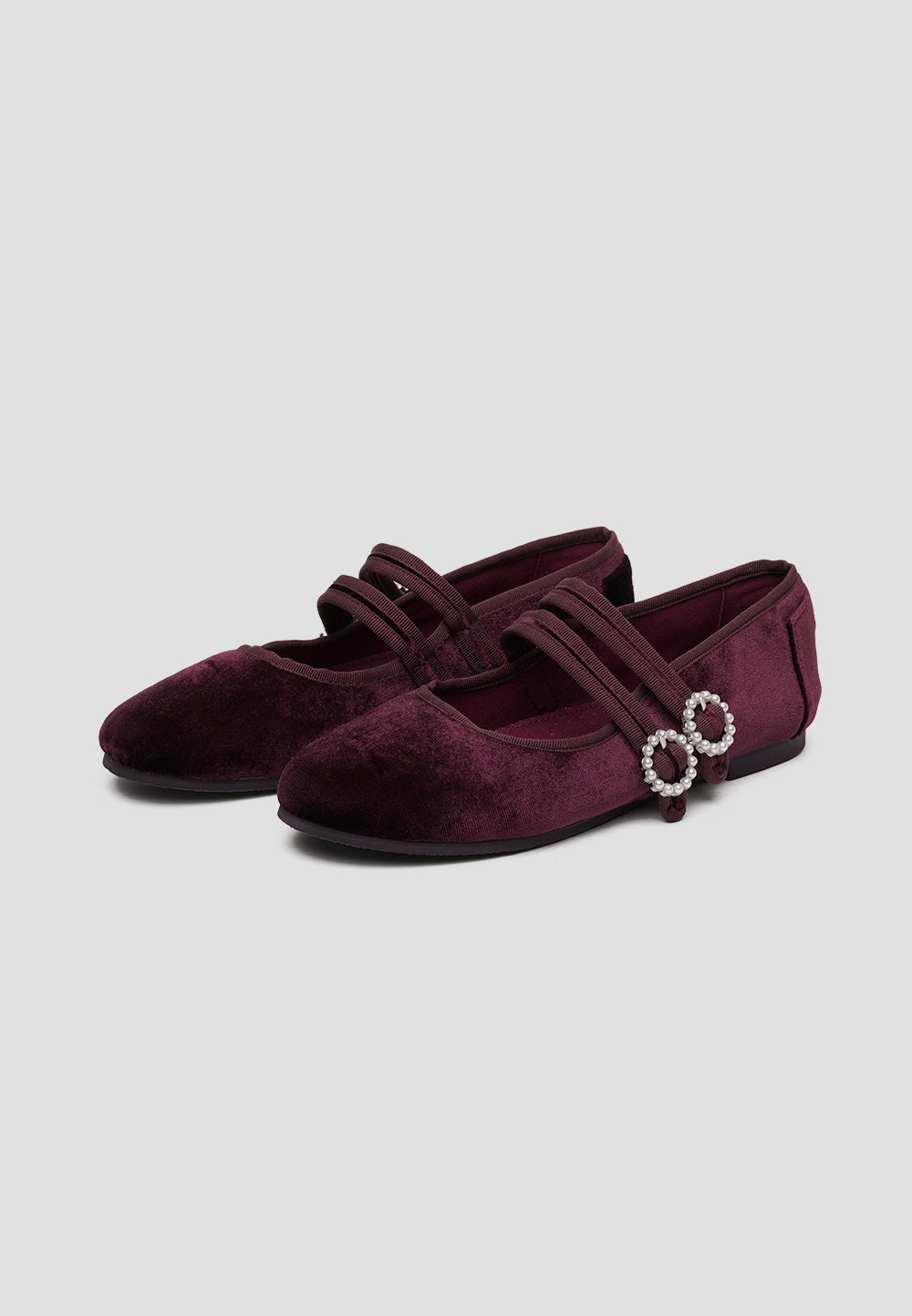 MARY JANE DOUBLE STRAP VELVET CHERRY