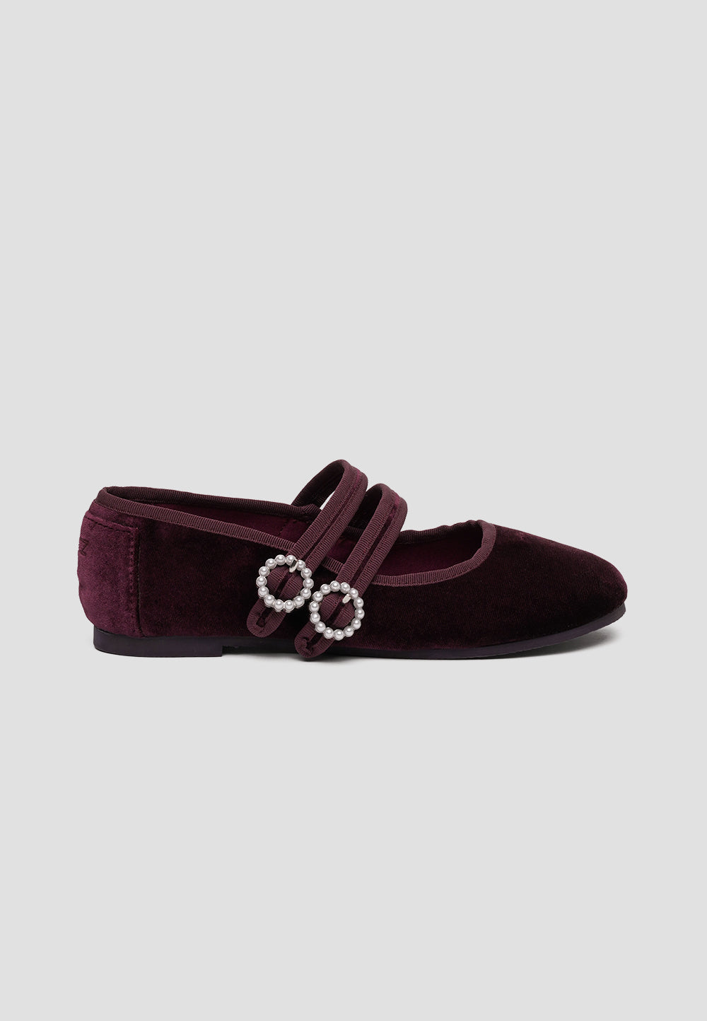 MARY JANE DOUBLE STRAP VELVET CHERRY