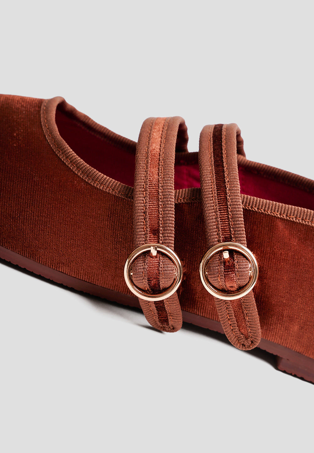 MARY JANE DOUBLE STRAP VELVET BROWN